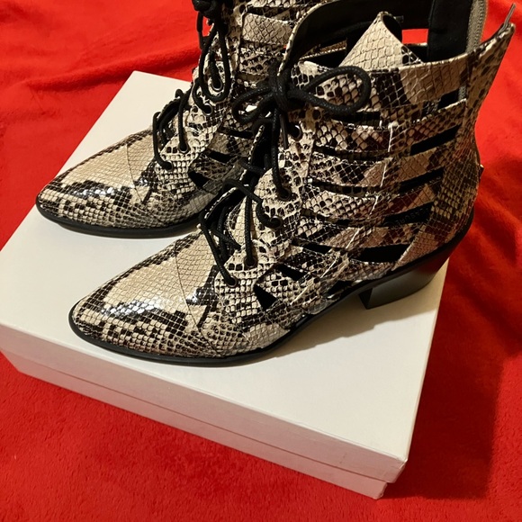 Snakeskin Cut Out Lace up Boots by Treasure and Bond - Picture 4 of 5